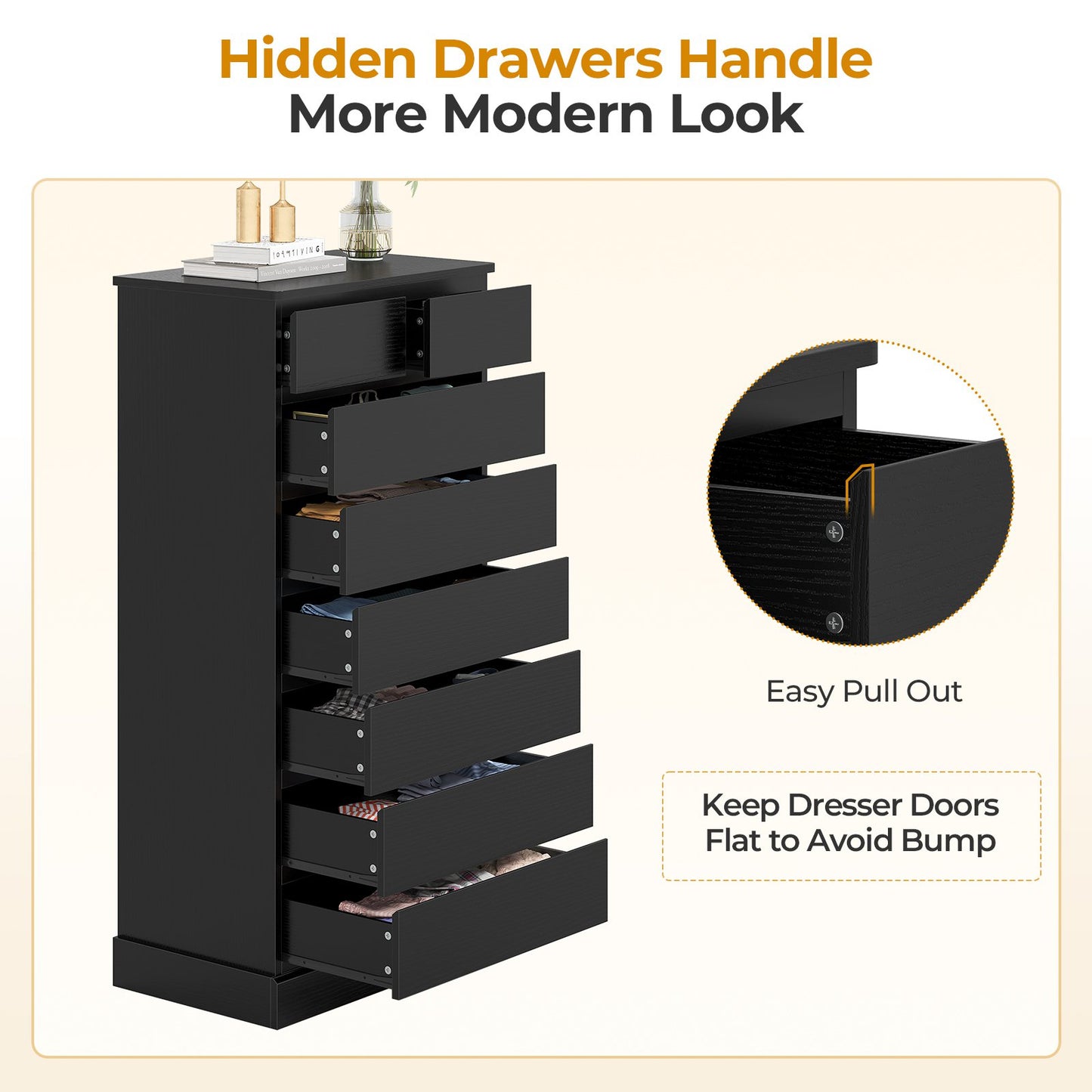 Hasuit | 59.6 Inch Tall Dresser 8 Drawer Modern Chest Drawers Taller Closet Organizer with Storage for Clothes