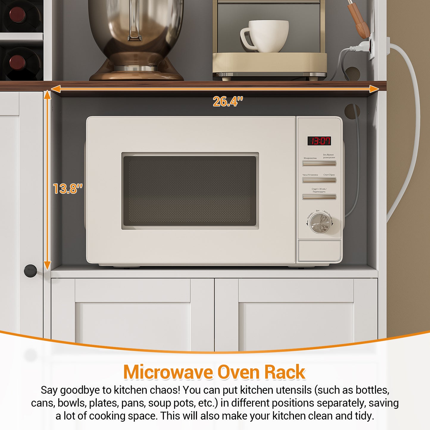 Hasuit | 71.3 Inch Pantry Cabinet with Charging Station Tall Farmhouse Kitchen Hutch with Removable Wine Rack