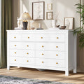 Hasuit | 55.1 Inch Dresser with 9 Drawers Modern Long Dressers with Large Capacity Storage Organizer Cabinet Wide Dresser White