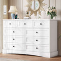Hasuit | 51.2 Inch Dresser with 9 Drawers Large Farmhouse Drawer Dressers with Charging Station Wooden Storage Tower Organizer for Bedroom White