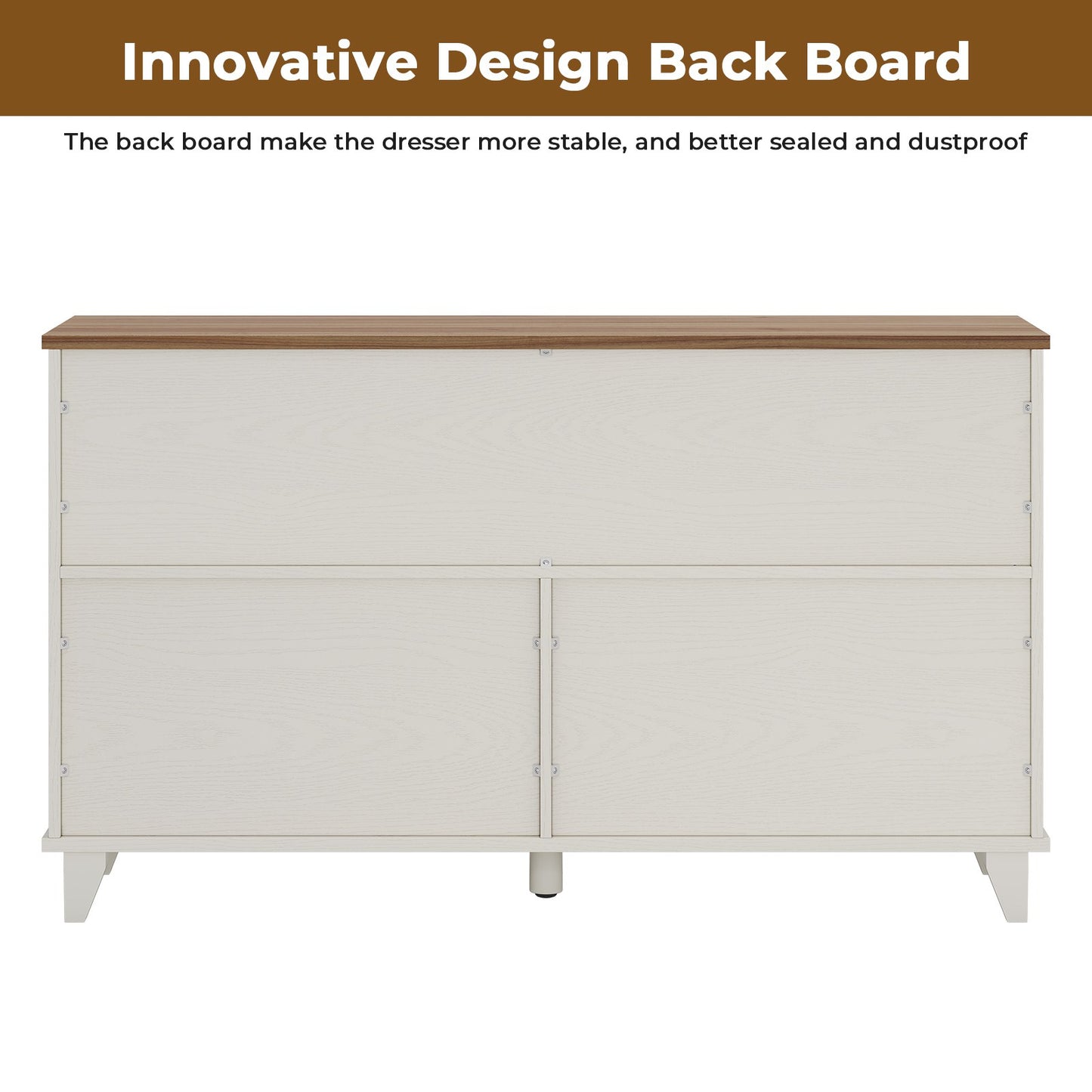 Hasuit | 55.1 Inch Farmhouse 6 Drawer Dresser for Bedroom Retro Chest of Drawers with Sliding Barn Door
