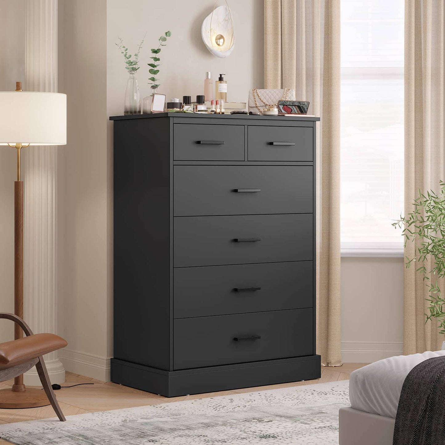 Hasuit | 27.6 Inch Dresser for Bedroom 6 Drawers Dresser Wood Storage Tower Clothes Organizer for Bedroom Hallway Entryway