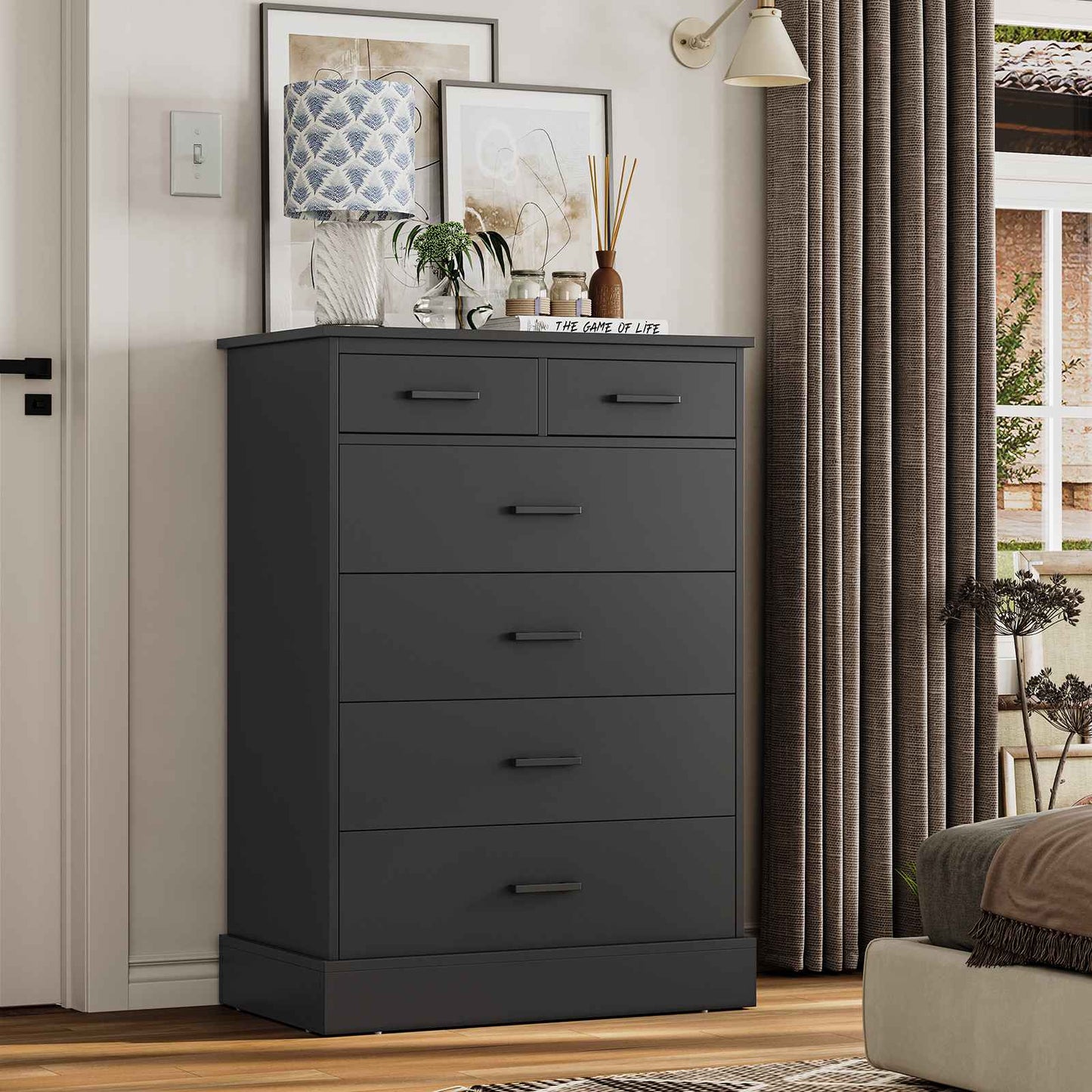 Hasuit | 27.6 Inch Dresser for Bedroom 6 Drawers Dresser Wood Storage Tower Clothes Organizer for Bedroom Hallway Entryway