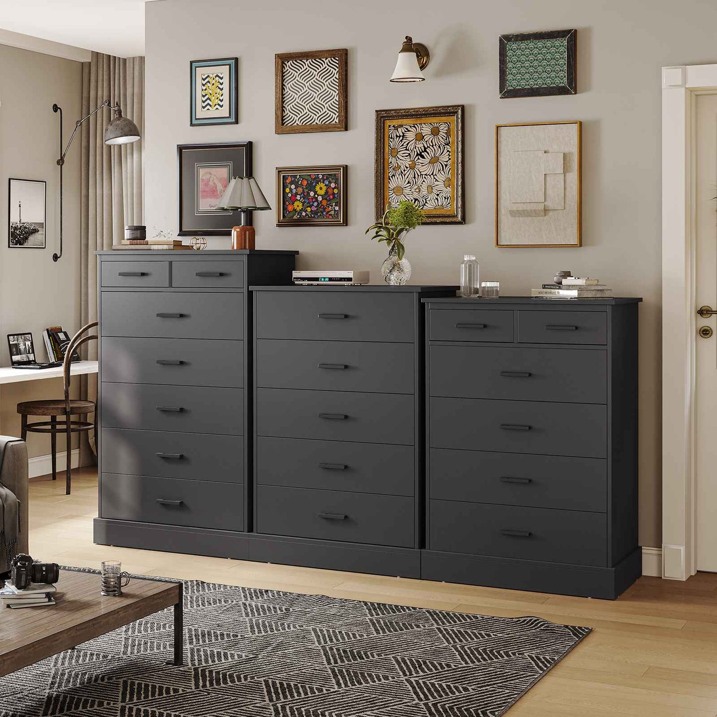 Hasuit | 27.6 Inch Dresser for Bedroom 6 Drawers Dresser Wood Storage Tower Clothes Organizer for Bedroom Hallway Entryway