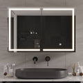 Hasuit | Lighted Medicine Cabinet with Mirror Wall Mounted Bathroom Mirror with Storage and LED Lights 35.4'' x 23.6''