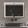 Hasuit | Lighted Medicine Cabinet with Mirror 2 Doors Wall Mounted Bathroom Mirror with Storage 31.5'' x 23.6''