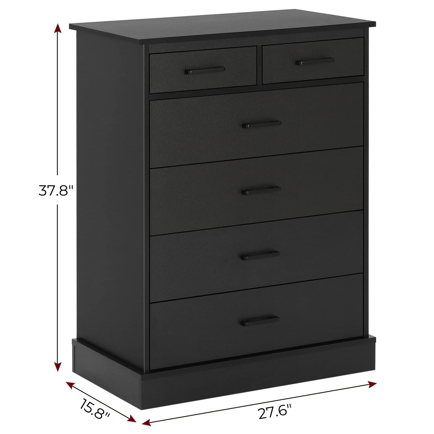 Hasuit | 27.6 Inch Dresser for Bedroom 6 Drawers Dresser Wood Storage Tower Clothes Organizer for Bedroom Hallway Entryway
