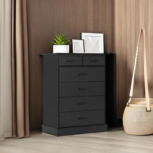 Hasuit | 27.6 Inch Dresser for Bedroom 6 Drawers Dresser Wood Storage Tower Clothes Organizer for Bedroom Hallway Entryway