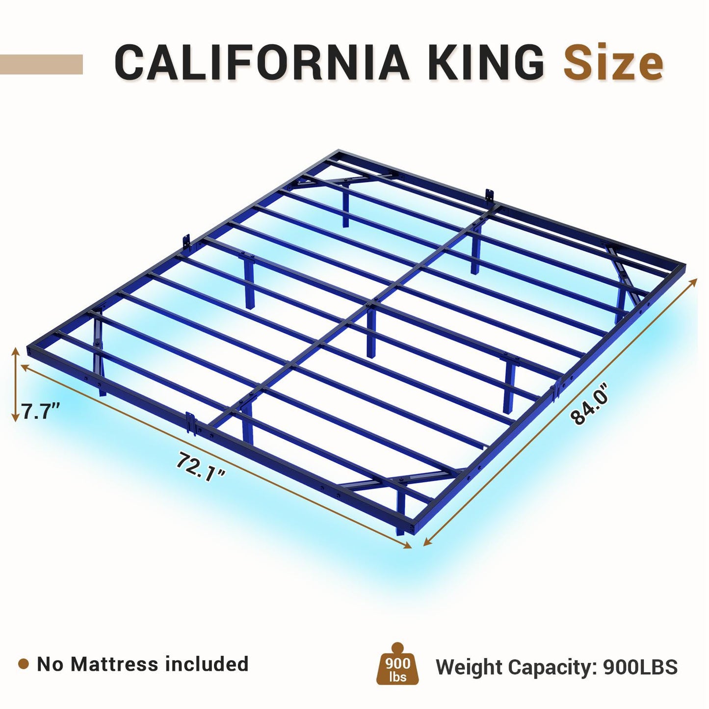 Hasuit | Floating Bed Frame California King Size with LED Lights Metal Cal King Platform Bed No Box Spring Needed