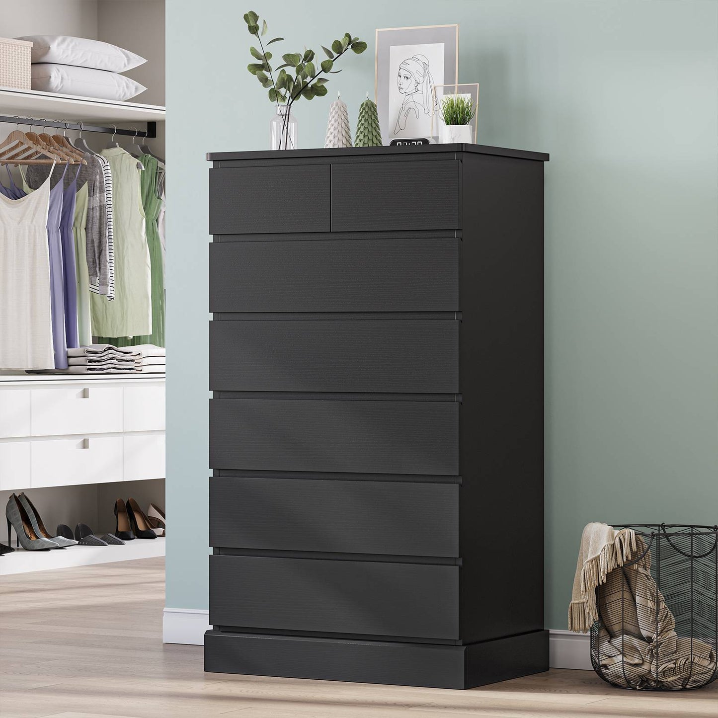 Hasuit | 51.8 Inch Tall Dresser with 7 Drawers High Chest of Drawers Storage Organizer for Closet Modern Taller Clothes Storage Tower