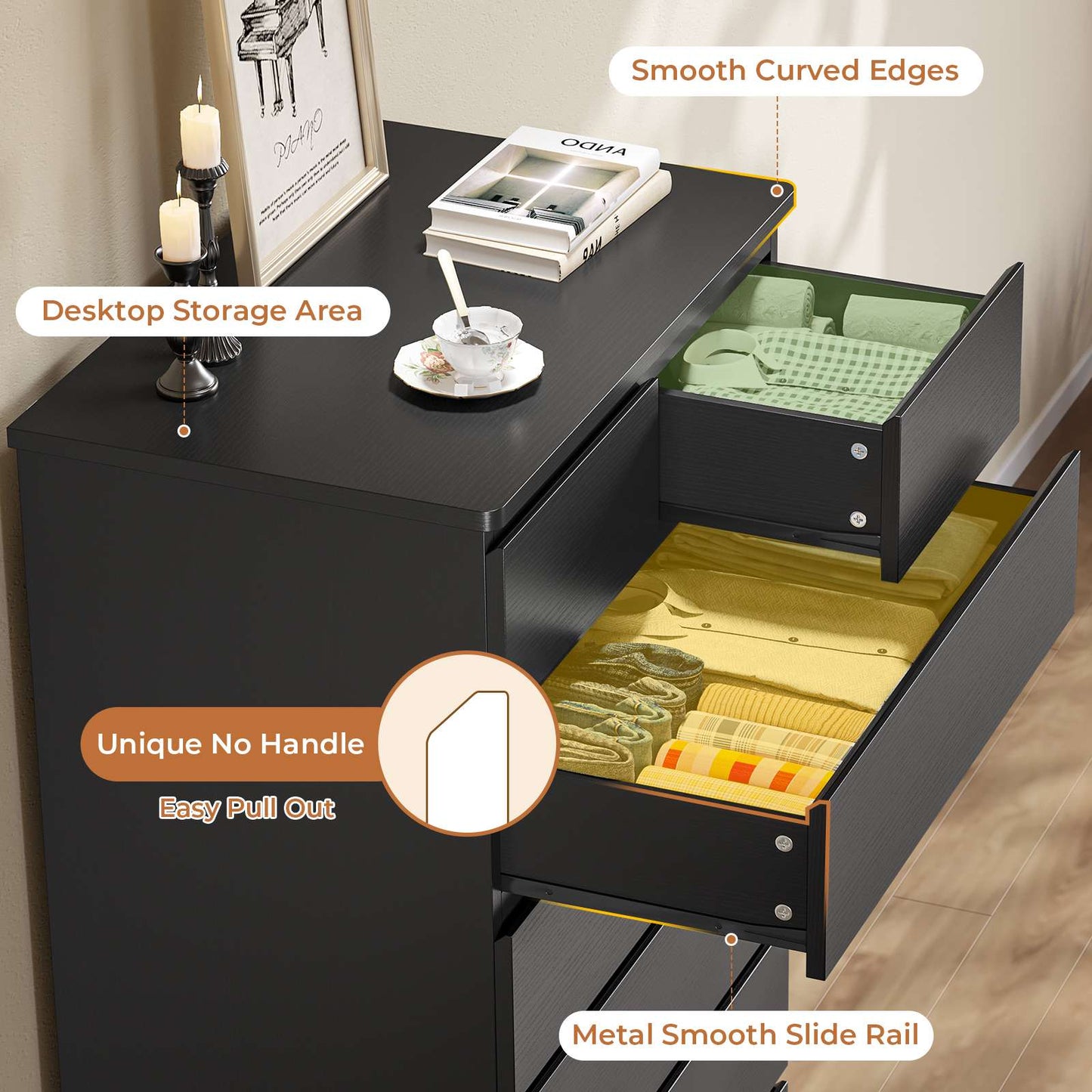 Hasuit | 51.8 Inch Tall Dresser with 7 Drawers High Chest of Drawers Storage Organizer for Closet Modern Taller Clothes Storage Tower