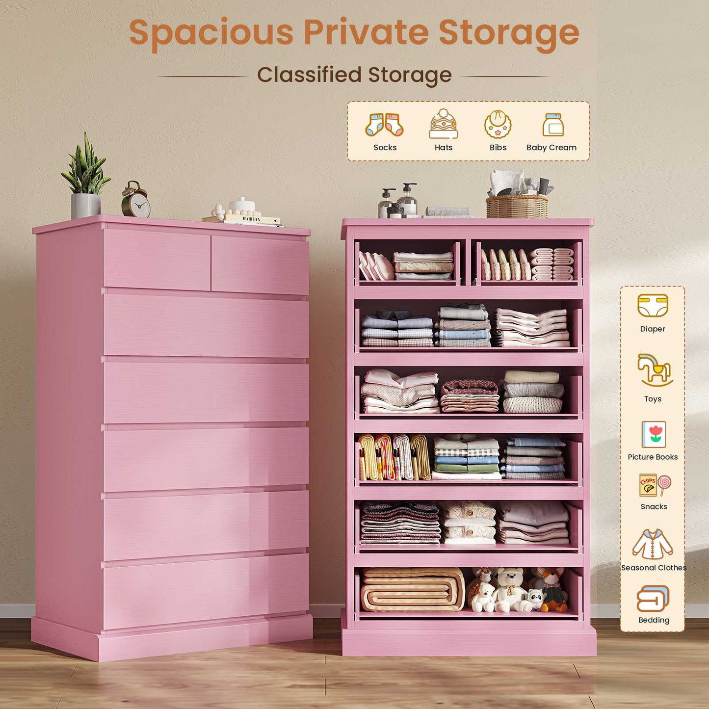 Hasuit | 51.8 Inch Tall Dresser with 7 Drawers High Chest of Drawers Storage Organizer for Closet Modern Taller Clothes Storage Tower