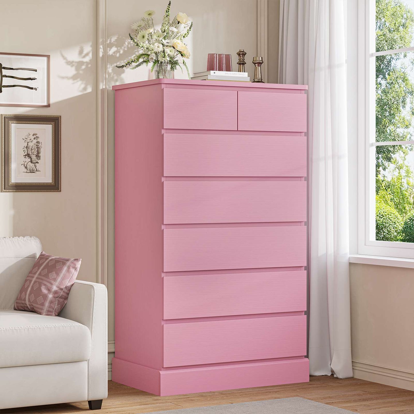 Hasuit | 51.8 Inch Tall Dresser with 7 Drawers High Chest of Drawers Storage Organizer for Closet Modern Taller Clothes Storage Tower