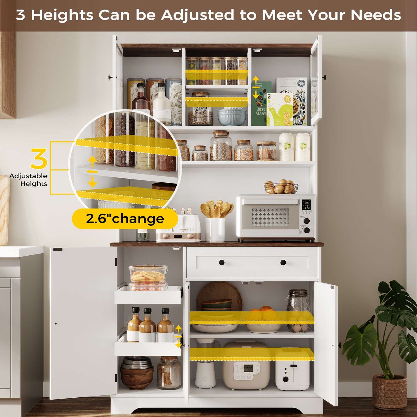 Hasuit | 71.6 Inch Tall Kitchen Pantry Storage Cabinet Modern Kitchen Hutch Cabinet with Doors and Shelves