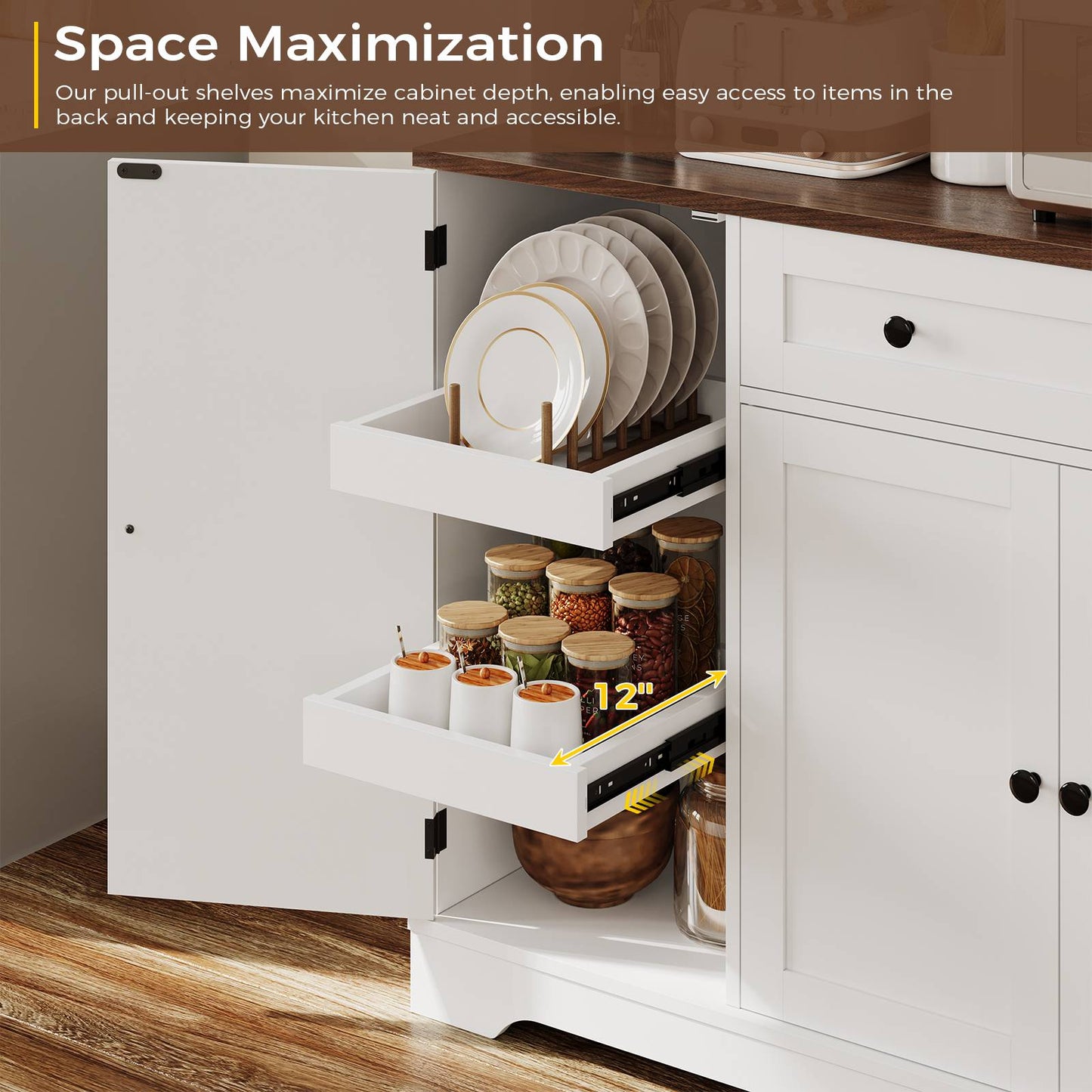 Hasuit | 71.6 Inch Tall Kitchen Pantry Storage Cabinet Modern Kitchen Hutch Cabinet with Doors and Shelves