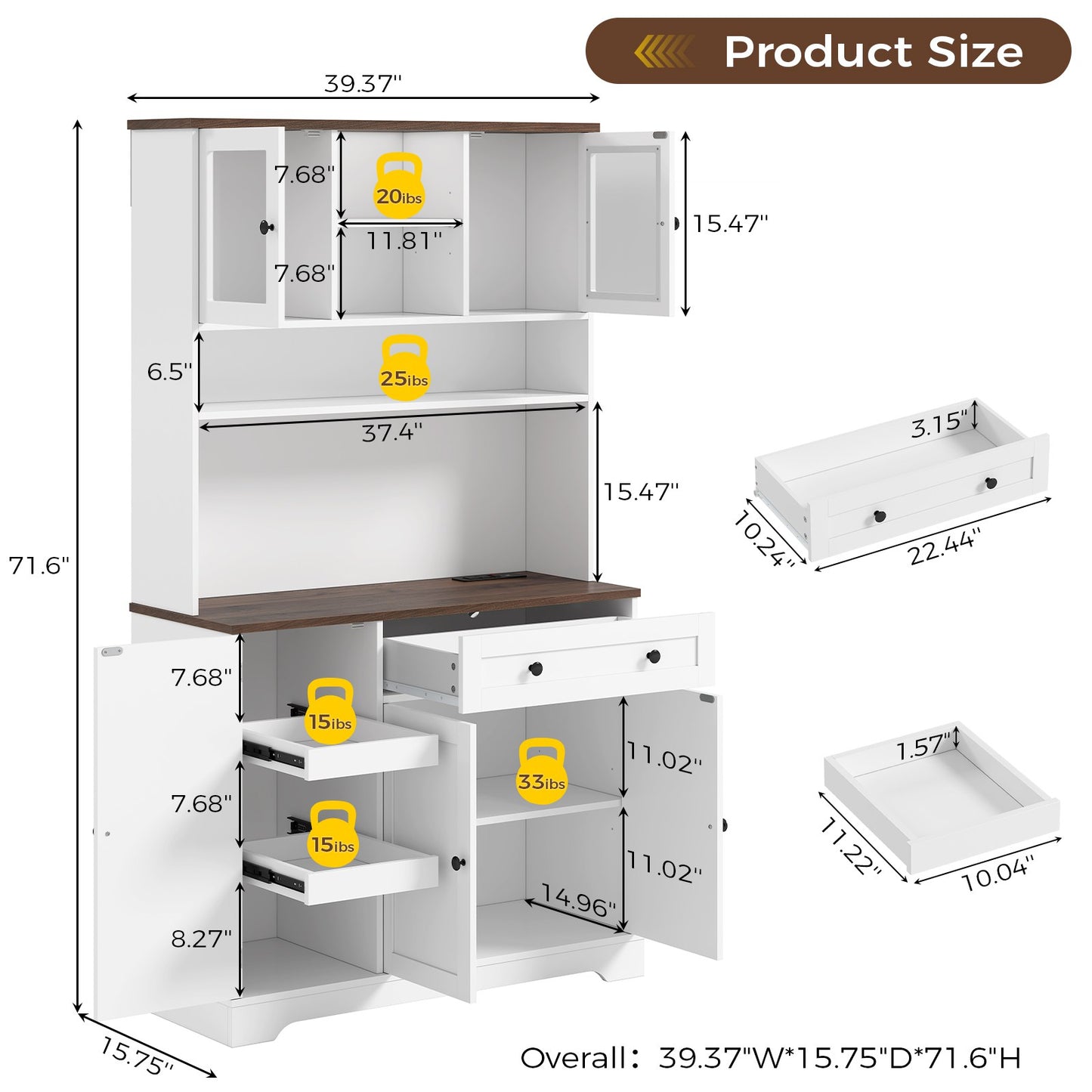 Hasuit | 71.6 Inch Tall Kitchen Pantry Storage Cabinet Modern Kitchen Hutch Cabinet with Doors and Shelves