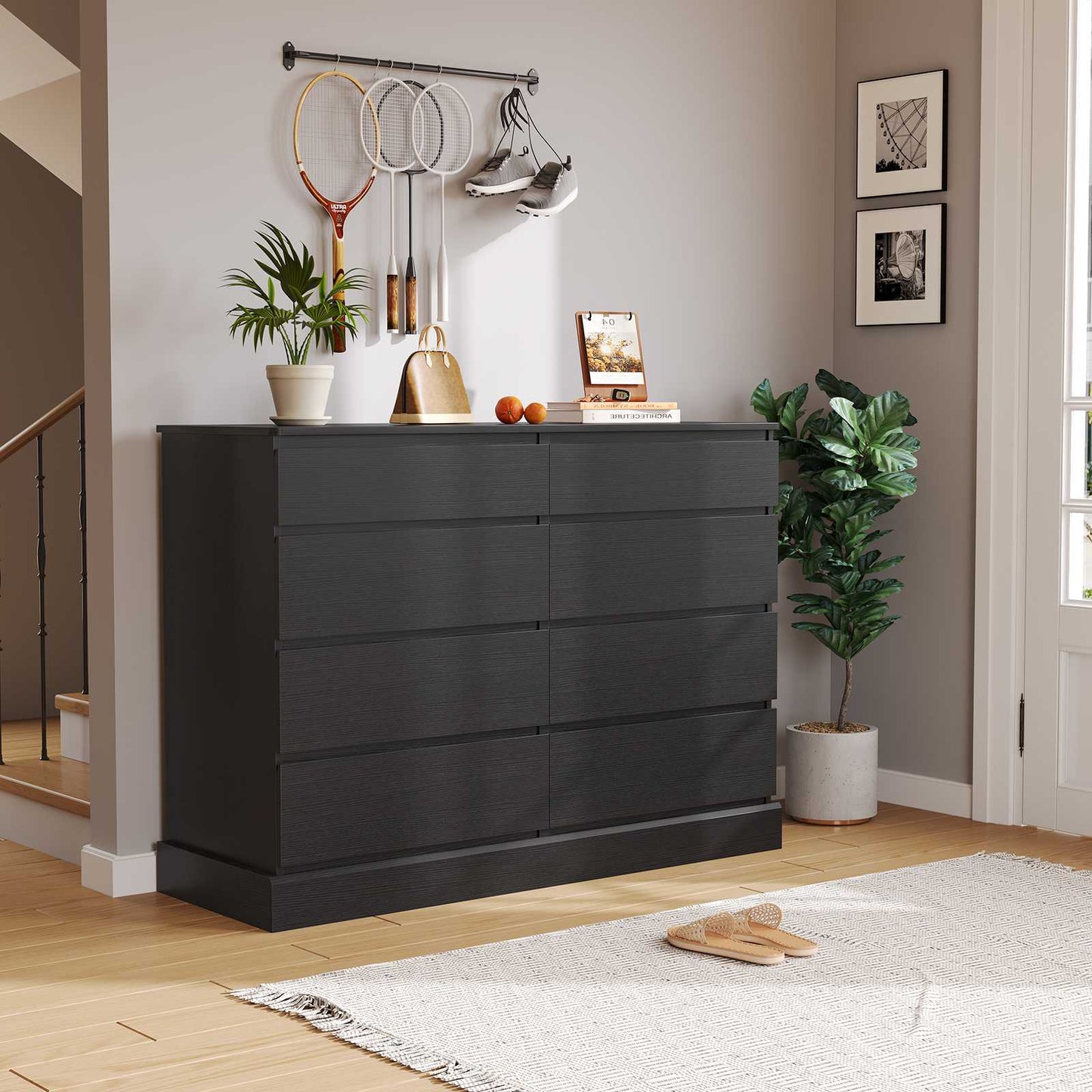 Hasuit | 51.5 Inch Wide Dresser for Bedroom Long Dresser with 8 Drawers Wooden Dressers Chest Large Capacity Clothing Storage Cabinet