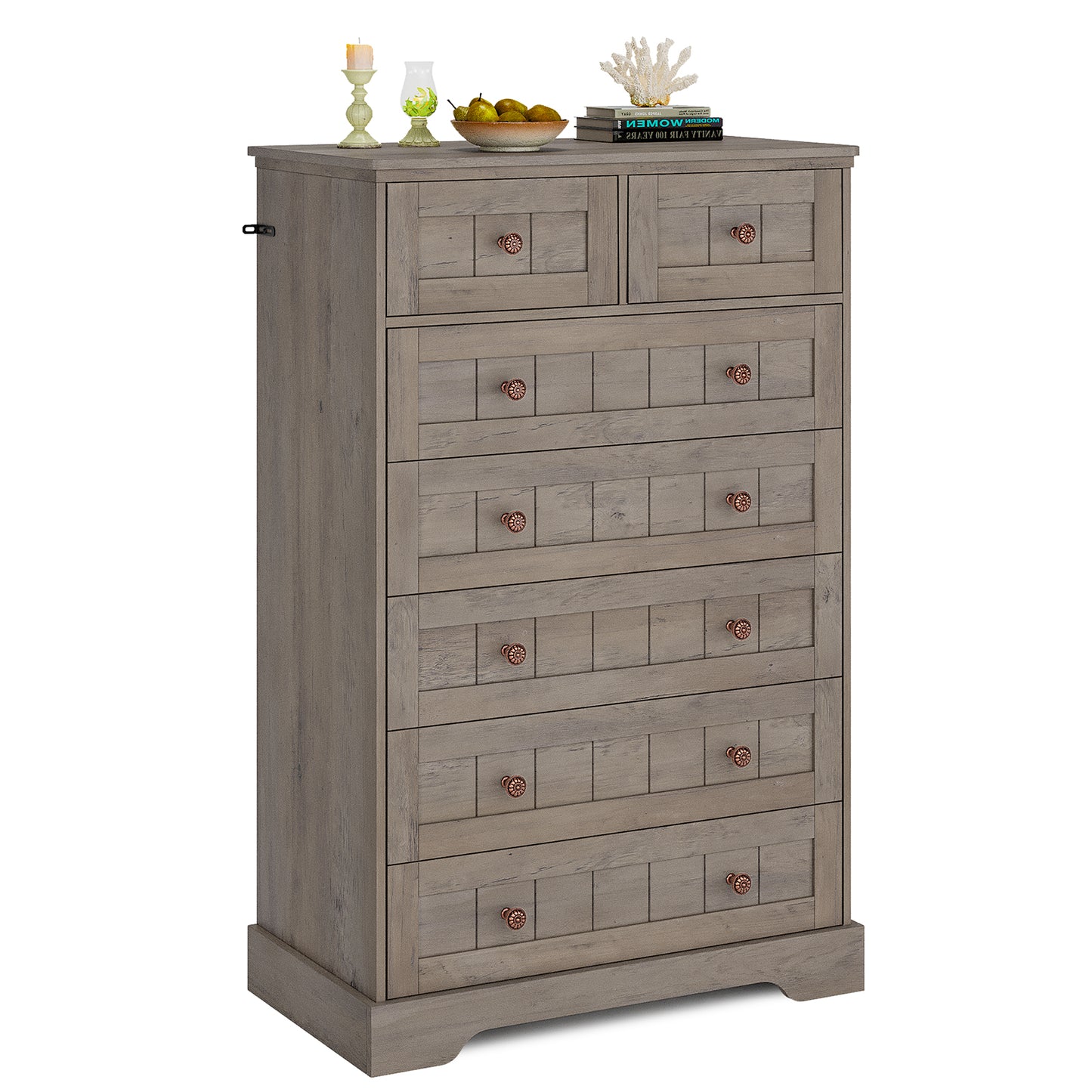 Hasuit | 51.4 Inch Tall Dresser Farmhouse 7 Drawers Dresser with Hand Carved Panel Dressers Chest of Drawers Large Wood Closet Storage Organizers