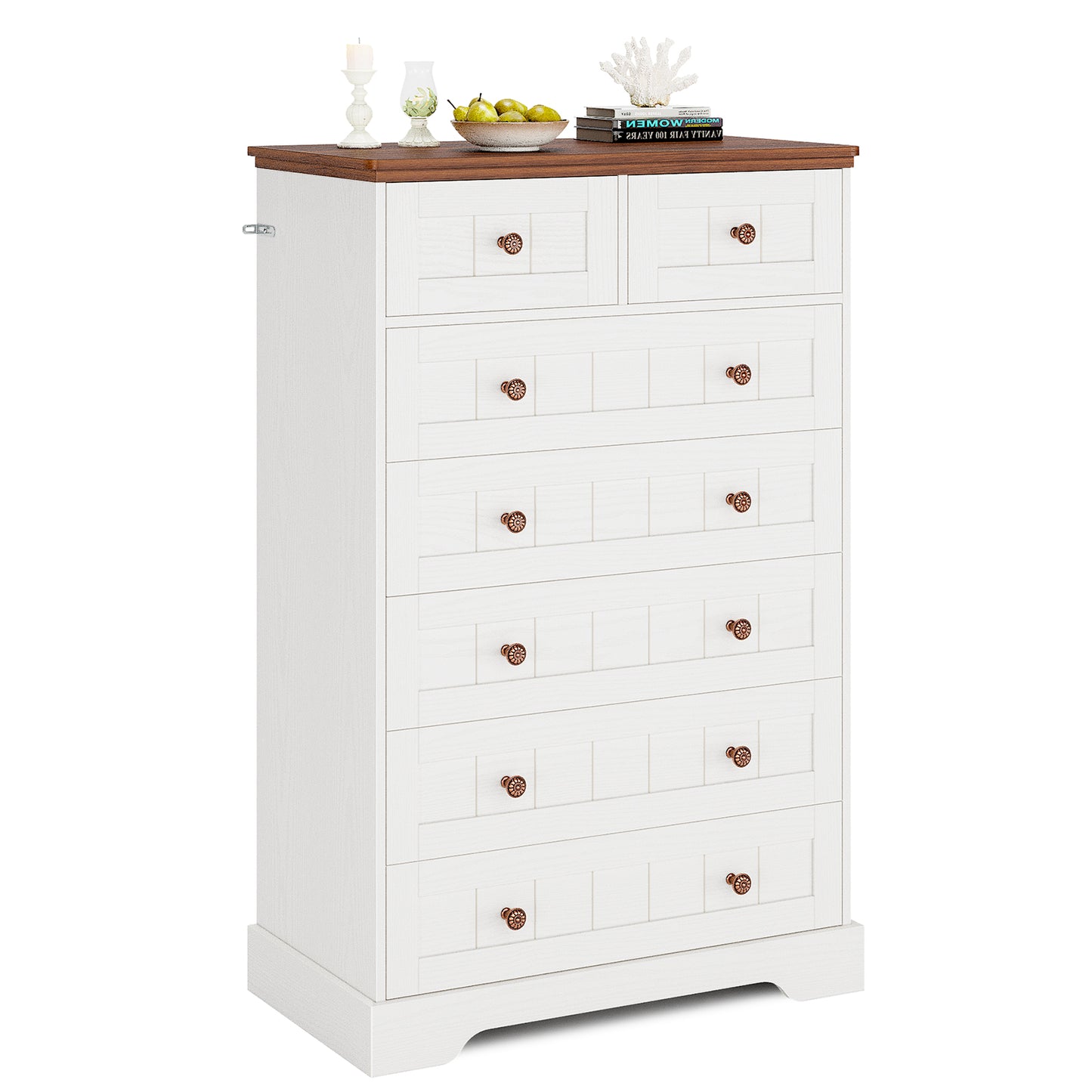 Hasuit | 51.4 Inch Tall Dresser Farmhouse 7 Drawers Dresser with Hand Carved Panel Dressers Chest of Drawers Large Wood Closet Storage Organizers