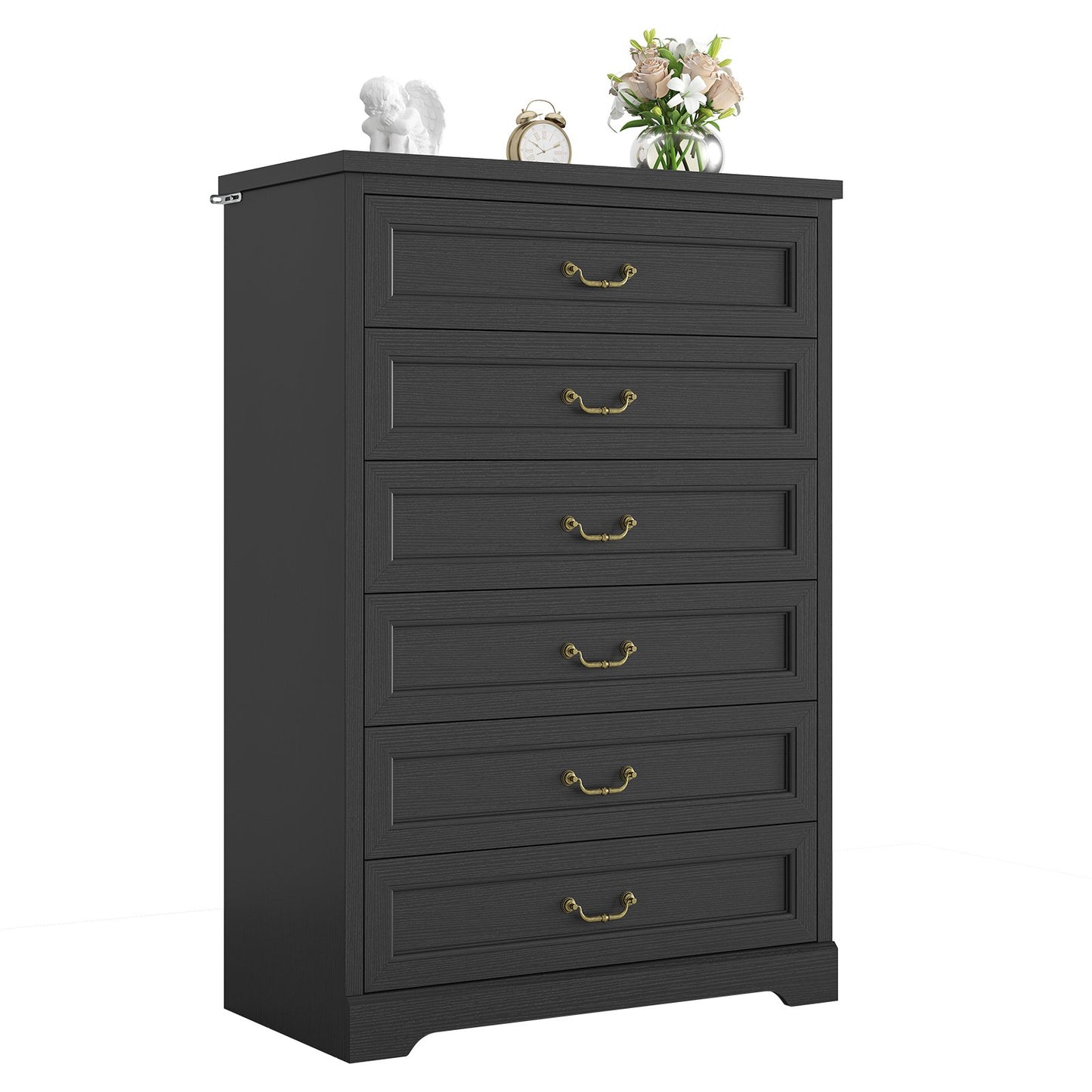 Hasuit | 51.3 Inch Farmhouse 6 Drawers Dresser Tall Wood Dressers Rustic Storage Cabinet Organizer Grey Dresser for Bedroom Hallway