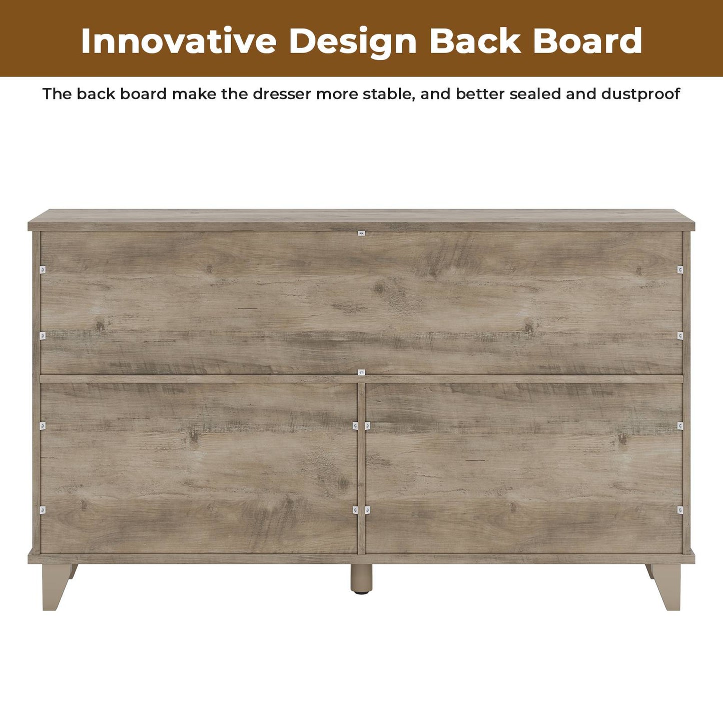 Hasuit | 55.1 Inch Farmhouse 6 Drawer Dresser for Bedroom Retro Chest of Drawers with Sliding Barn Door