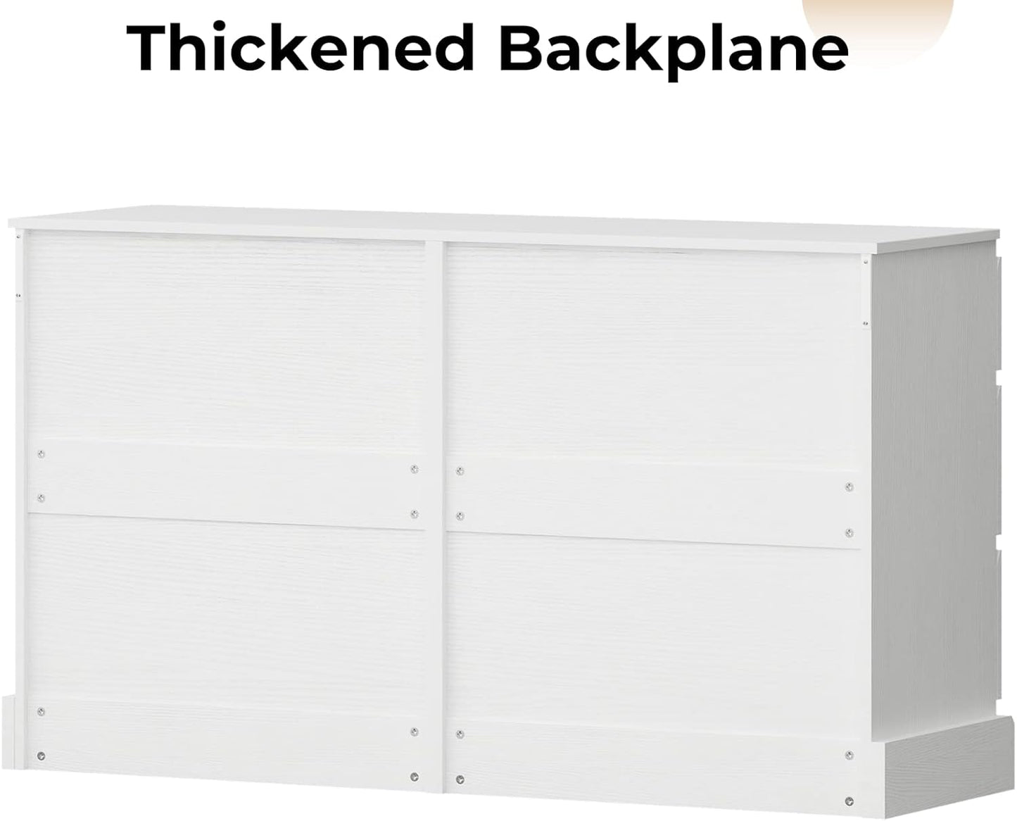Hasuit 6 Drawer Double Dresser, 51.5''W Wooden Storage Chest of 6 Drawers, Large Capacity Clothing Storage Cabinet, Wide White Dresser for Bedroom