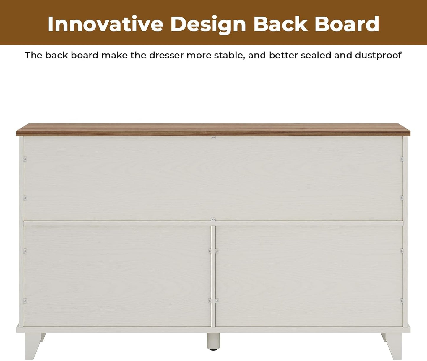Hasuit Farmhouse 6 Drawer Dresser for Bedroom, Retro Chest of Drawers with Sliding Barn Door, Bedroom Long Storage Dressers Organizer, White