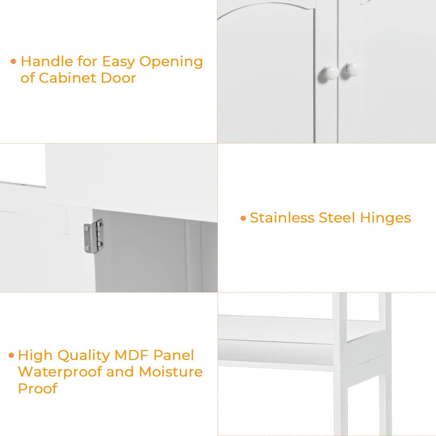 DICTAC Kitchen Pantry Storage Cabinets Freestanding Tall Bathroom Cabinet with Shelves and Drawer 64''H Sideboard Microwave Space Cupboard Organizer for Home Office,White, 23.62x13x64.06inch