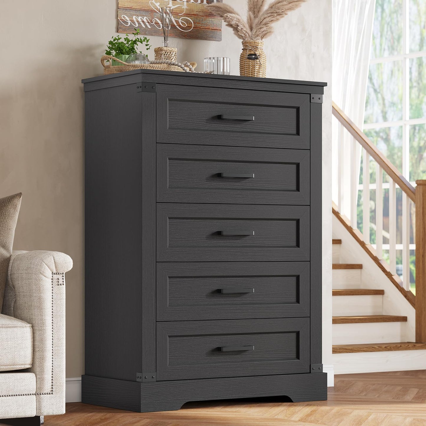 Hasuit White Dresser for Bedroom, Wooden 55.1" Long Dressers Chest of Drawer, Farmhouse 7 Drawer Dresser with Thick Styling, Large Capacity Storage Cabinet Organizer, Wide Dressers for Bedroom Hallway