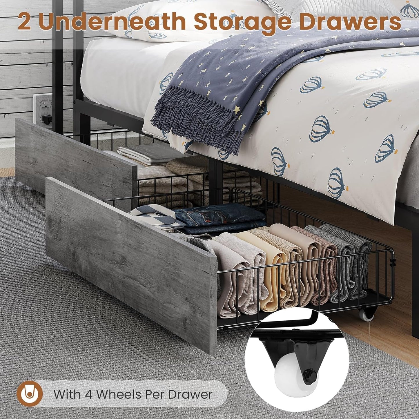 Hasuit Twin Daybed with Storage Bookcase and Drawers, Kids Bedroom Bed Frame Twin Size Unit with Charging Station, Corner Bed with Armrest Storage Shelves and Upholstered Backrest for Small Space