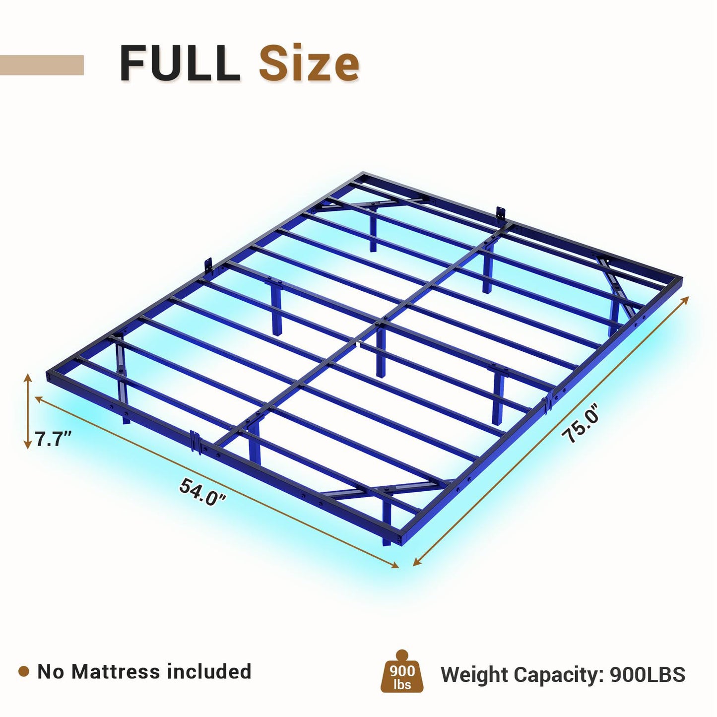 Hasuit | Floating Bed Frame Full Size with LED Lights Metal Platform Full Bed No Box Spring Needed