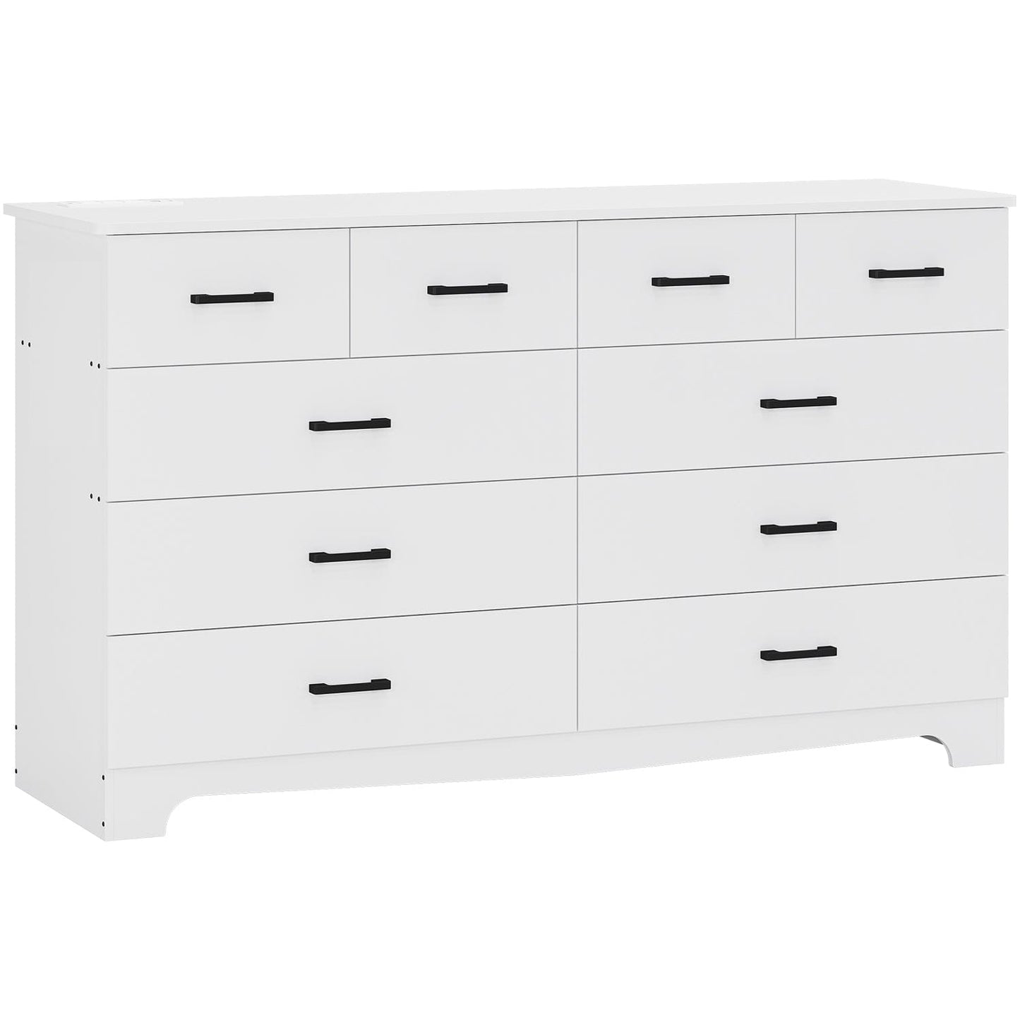 6 Drawers LED Dresser with 2 Pull-Out Tray Storage Organizer White