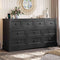 Hasuit | 55.2 Inch Dresser with 10 Drawers and Charging Station Farmhouse Long Drawer Dresser Wooden Storage Tower Organizer for Bedroom Closet