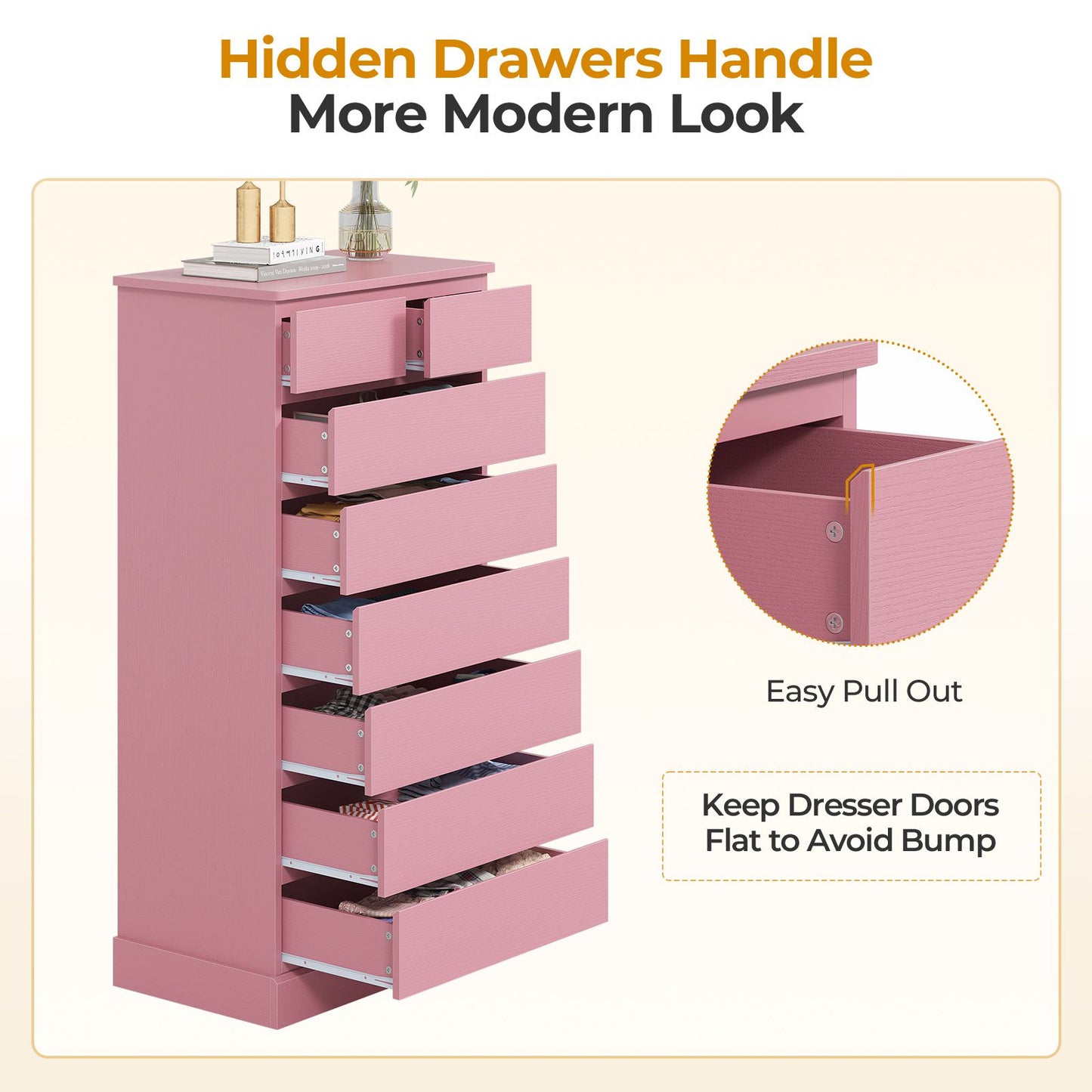 Hasuit | 59.6 Inch Tall Dresser 8 Drawer Modern Chest Drawers Taller Closet Organizer with Storage for Clothes