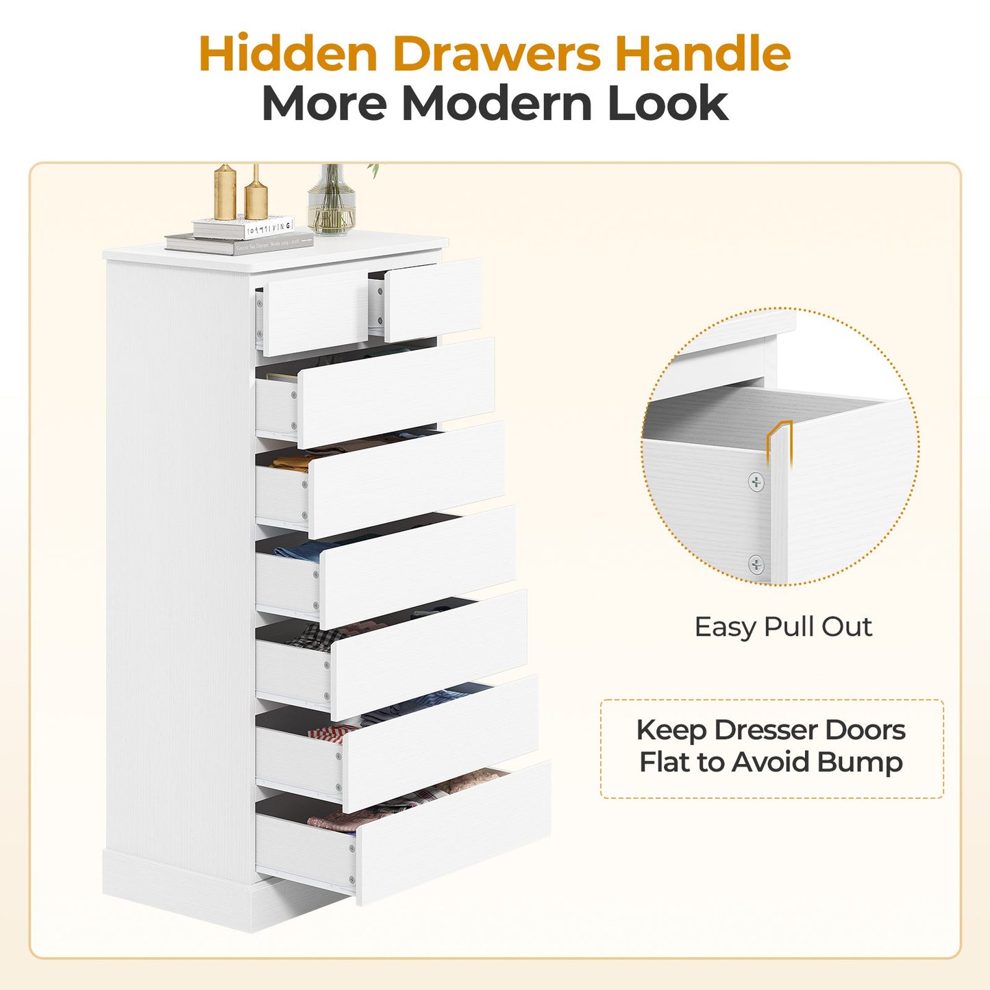 Hasuit | 59.6 Inch Tall Dresser 8 Drawer Modern Chest Drawers Taller Closet Organizer with Storage for Clothes