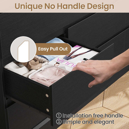 Hasuit | 61.7 Inch Modern Black Dresser with 9 Drawers Wide Dressers with Large Capacity Storage for Bedroom TV Stand with Power Outlets
