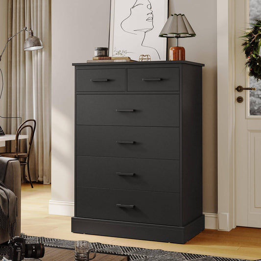 Hasuit | 27.6 Inch Dresser for Bedroom 6 Drawers Dresser Wood Storage Tower Clothes Organizer for Bedroom Hallway Entryway