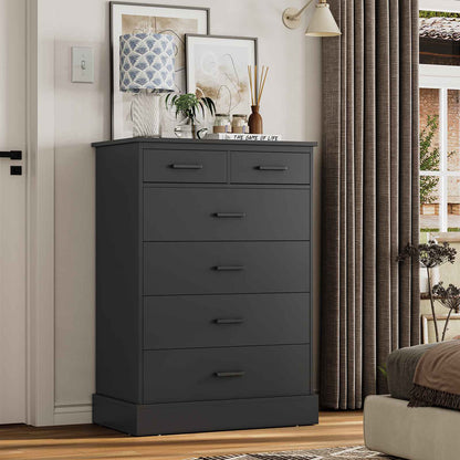 Hasuit | 27.6 Inch Dresser for Bedroom 6 Drawers Dresser Wood Storage Tower Clothes Organizer for Bedroom Hallway Entryway