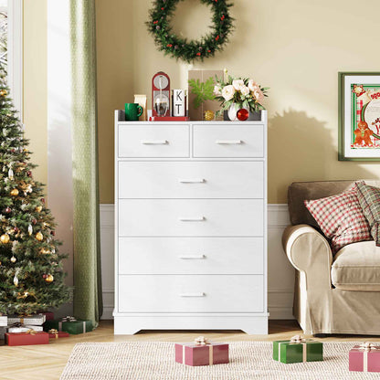 Hasuit | 26.6 Inch Dresser Wooden Storage Chest of 6 Drawers Vertical Large Capacity Clothing Storage Organizer Tall Dressers