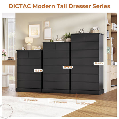 Hasuit | 51.8 Inch Tall Dresser with 7 Drawers High Chest of Drawers Storage Organizer for Closet Modern Taller Clothes Storage Tower