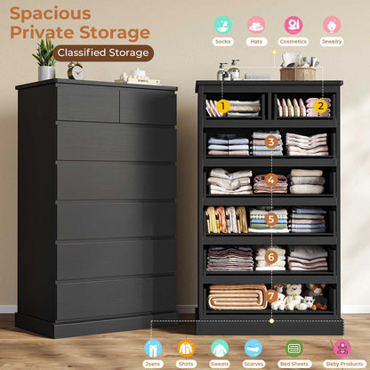 Hasuit | 51.8 Inch Tall Dresser with 7 Drawers High Chest of Drawers Storage Organizer for Closet Modern Taller Clothes Storage Tower