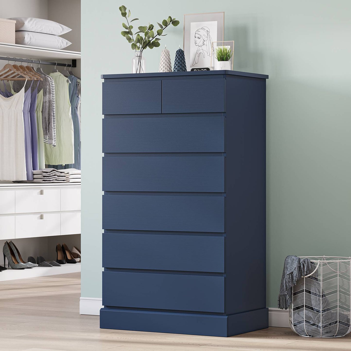 Hasuit | 51.8 Inch Tall Dresser with 7 Drawers High Chest of Drawers Storage Organizer for Closet Modern Taller Clothes Storage Tower