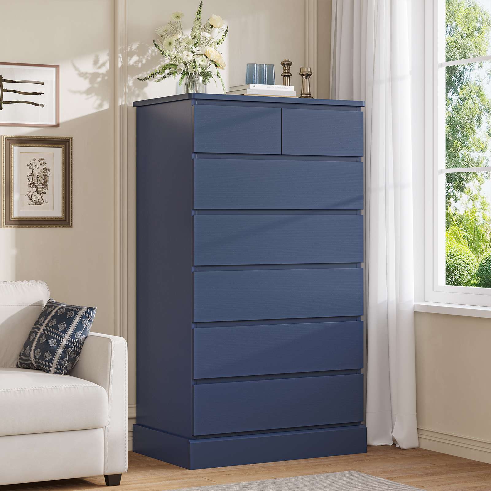 Hasuit | 51.8 Inch Tall Dresser with 7 Drawers High Chest of Drawers S