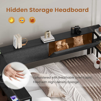 Hasuit | Daybed with Storage Bookcase and Drawers Kids Bedroom Bed Frame Unit with Charging Station Corner Bed Twin / Full Sizes