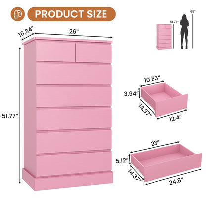 Hasuit | 51.8 Inch Tall Dresser with 7 Drawers High Chest of Drawers Storage Organizer for Closet Modern Taller Clothes Storage Tower