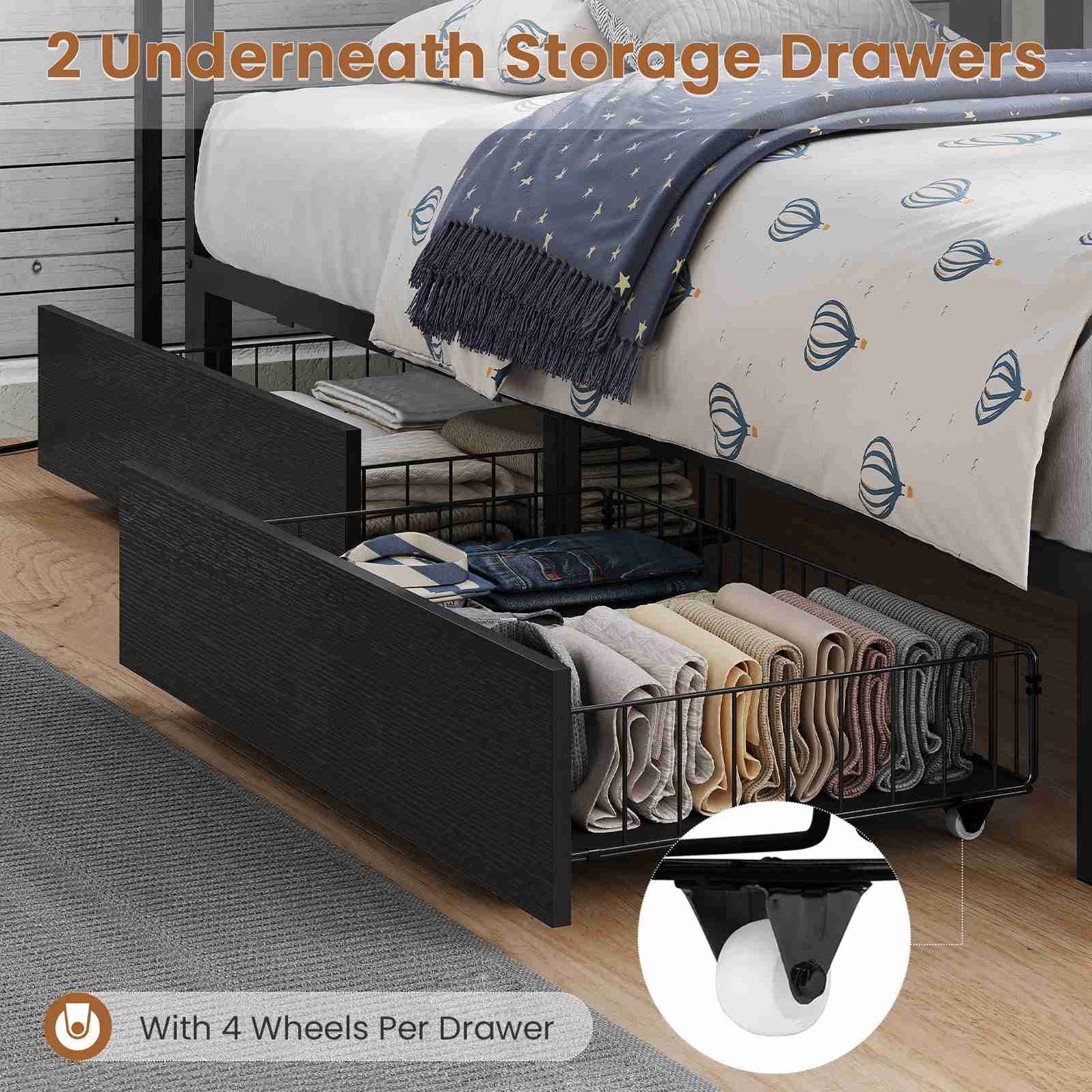 Hasuit | Daybed with Storage Bookcase and Drawers Kids Bedroom Bed Frame Unit with Charging Station Corner Bed Twin / Full Sizes