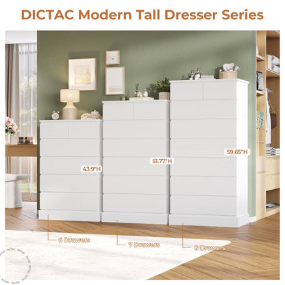 Hasuit | 51.8 Inch Tall Dresser with 7 Drawers High Chest of Drawers Storage Organizer for Closet Modern Taller Clothes Storage Tower