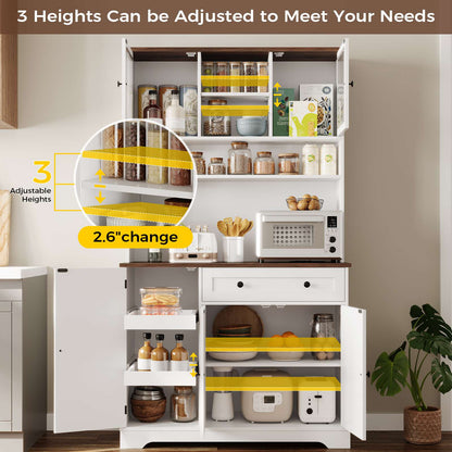 Hasuit | 71.6 Inch Tall Kitchen Pantry Storage Cabinet Modern Kitchen Hutch Cabinet with Doors and Shelves