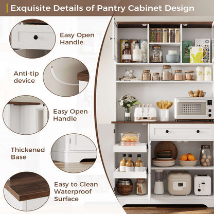 Hasuit | 71.6 Inch Tall Kitchen Pantry Storage Cabinet Modern Kitchen Hutch Cabinet with Doors and Shelves