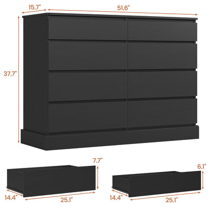 Hasuit | 51.5 Inch Wide Dresser for Bedroom Long Dresser with 8 Drawers Wooden Dressers Chest Large Capacity Clothing Storage Cabinet